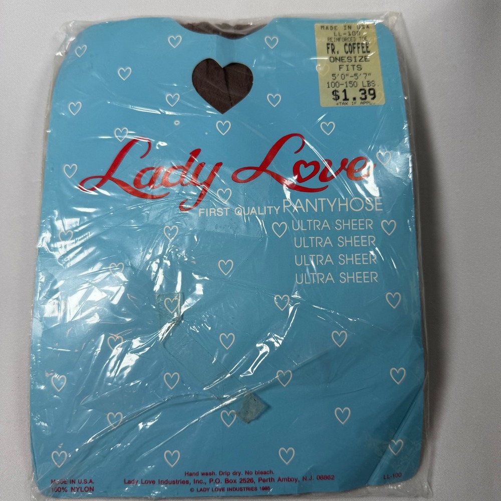 Vintage 1985 Lady Love Ultra Sheer Nylons French Coffee NIP One Size